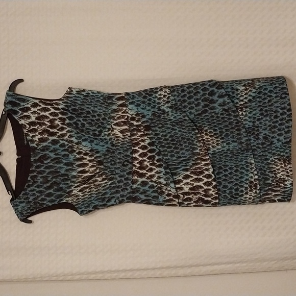 Connected sleeveless dress black with shades of teal size 8 - Picture 1 of 5